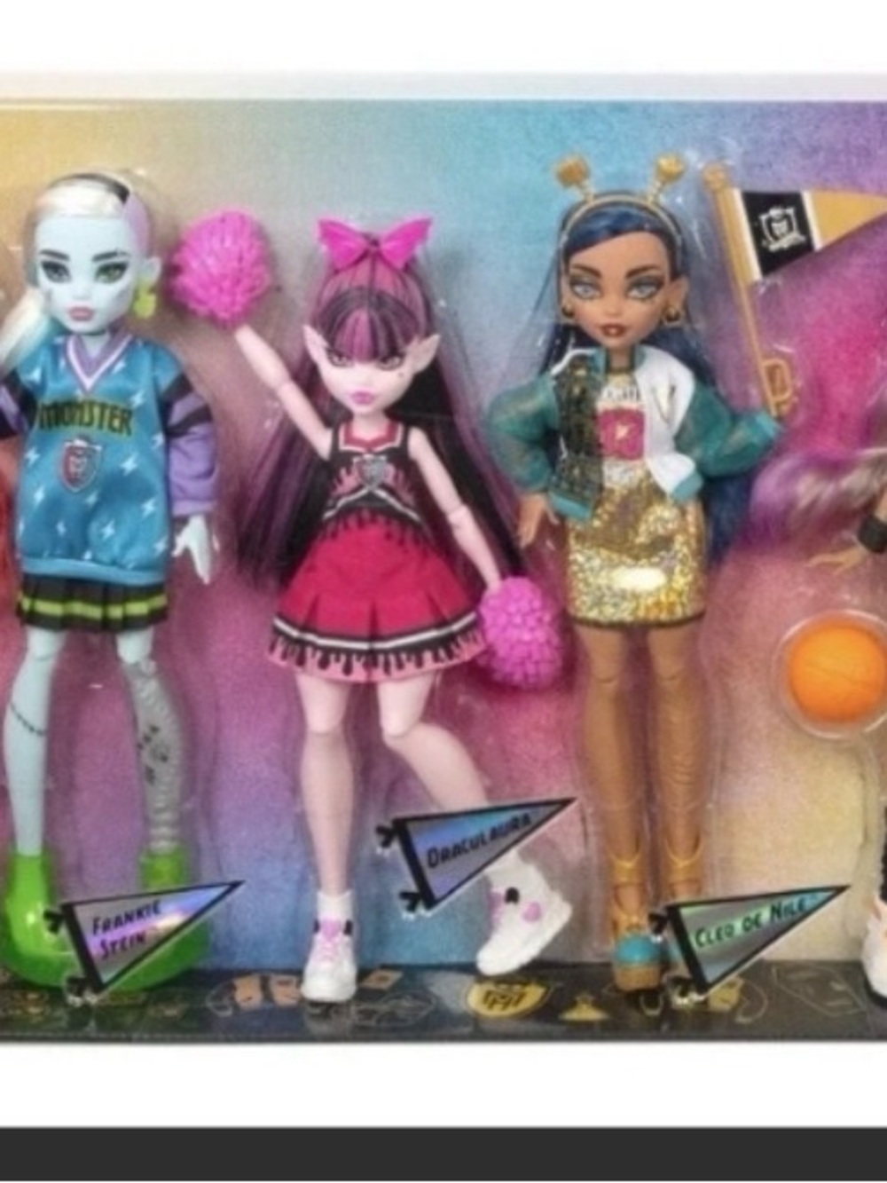 monster high Pink & Black Cheer Doll with Pom-Poms